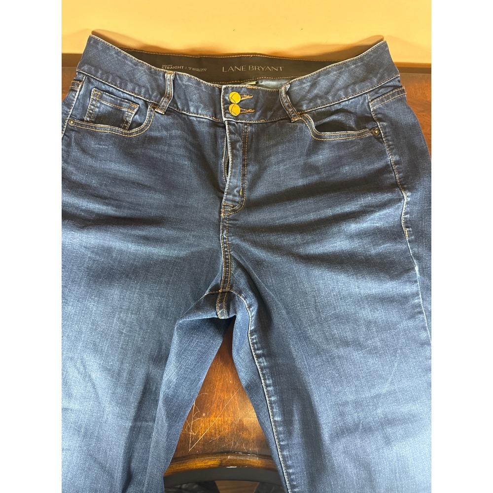 Lane Bryant High Rise Straight Leg Tighter‎ Tummy Jeans Dark Wash Blue Denim